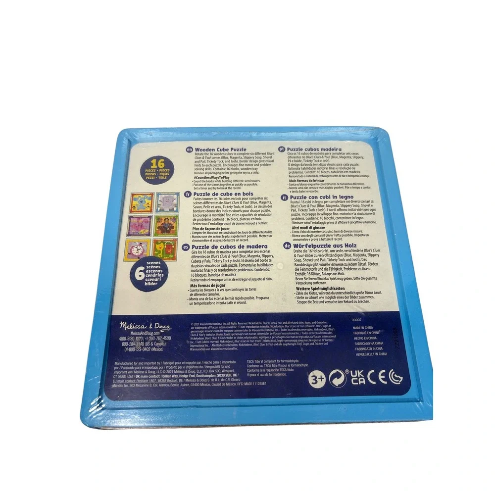 Melissa‎ & Doug Blue's Clues Wooden Cube Puzzle 16 Pieces Creates 6 Scenes New